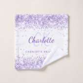 Violet lavendel witte naam monogram bad handdoek (Wasdoekje)