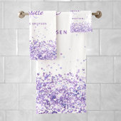 Violet lavendel witte naam monogram bad handdoek