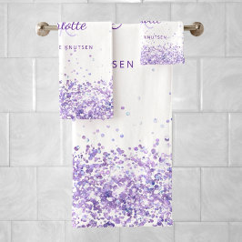 Violet lavendel witte naam monogram bad handdoek