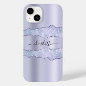 Violet lavender agate marble name script Case-Mate iPhone case (Achterkant)