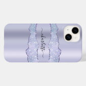 Violet lavender agate marble name script Case-Mate iPhone case (Achterkant (horizontaal))