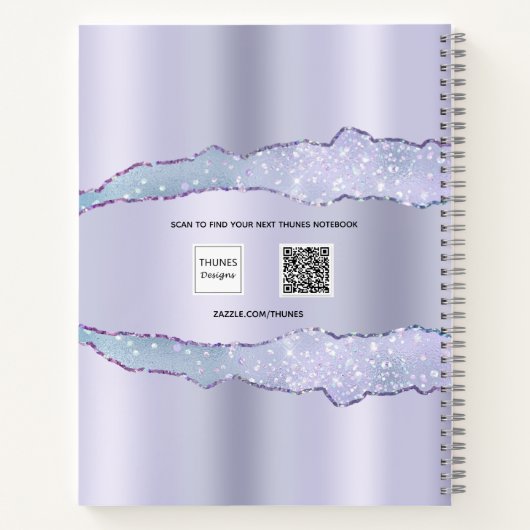 Violet lavender agate marmer name notitieboek (Achterkant)