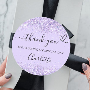 Violet lavender confetti bedankt je hart ronde sticker