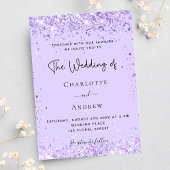 Violet lavender confetti elegant bruiloft uitnodiging briefkaart
