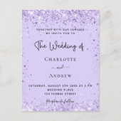 Violet lavender confetti elegant bruiloft uitnodiging briefkaart (Voorkant)
