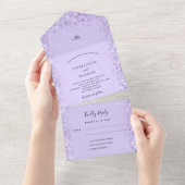Violet lavender confetti rsvp bruiloft all in one uitnodiging (Afscheurbaar)