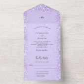 Violet lavender confetti rsvp bruiloft all in one uitnodiging (Binnen)