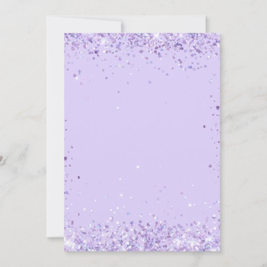 Violet lavender confetti script bruiloft kaart (Achterkant)