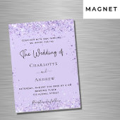 Violet lavender confetti script luxe bruiloft magnetische uitnodiging