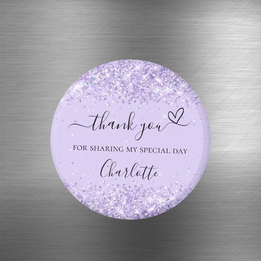 Violet lavender confetti thank you heart magneet