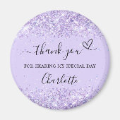 Violet lavender confetti thank you heart magneet (Voorkant)