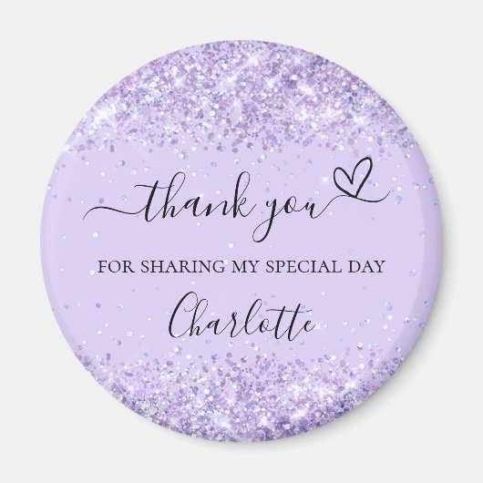 Violet lavender confetti thank you heart magneet (Voorkant)