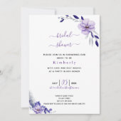 Violet Lavender & Floral Bridal Shower Uitnodiging (Voorkant)