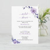 Violet Lavender & Floral Bridal Shower Uitnodiging (Staand voorkant)