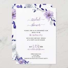 Violet Lavender & Floral Bridal Shower Uitnodiging