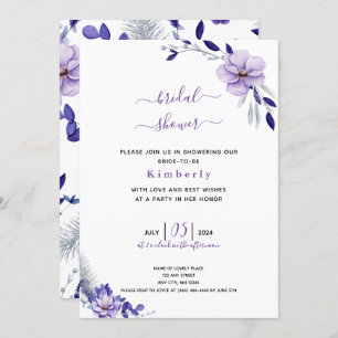 Violet Lavender & Floral Bridal Shower Uitnodiging