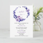 Violet & Lavender Floral Bridal Tea Kaart (Staand voorkant)