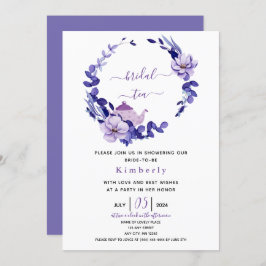 Violet & Lavender Floral Bridal Tea Kaart