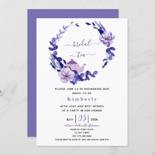 Violet & Lavender Floral Bridal Tea Kaart