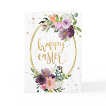 Violet Lavender Floral Gold Lijst Happy Pasen