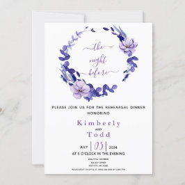 Violet & Lavender Floral Rehearsal Dinner Invitati Kaart