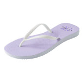 Violet lavender gekleurde naam monogram teenslippers (Schuin)