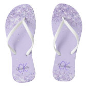 Violet lavender glitter name monogram teenslippers (Voetbed)