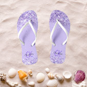 Violet lavender glitter name monogram teenslippers