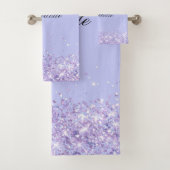 Violet lavender glitter sel name elegant bad handdoek (Insitu)