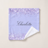 Violet lavender glitter sel name elegant bad handdoek (Wasdoekje)