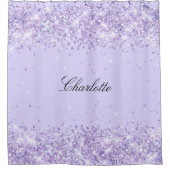 Violet lavender glitter sel name elegant douchegordijn (Voorkant)