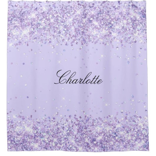 Violet lavender glitter sel name elegant douchegordijn (Voorkant)