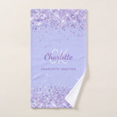 Violet lavender glitter stofnaam monogram bad handdoek (Handdoek)