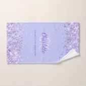 Violet lavender glitter stofnaam monogram bad handdoek (Handdoek)