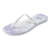 Violet lavender glitter white name monogram teenslippers (Schuin)
