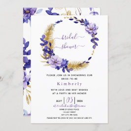 Violet Lavender & Gold Floral Vrijgezellenfeest Kaart