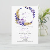 Violet Lavender & GoldFloral Bridal Tea Kaart (Staand voorkant)