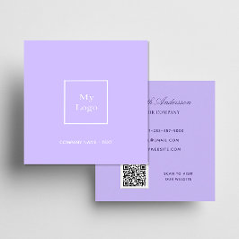Violet lavender logo QR-code elegant Vierkante Visitekaartje