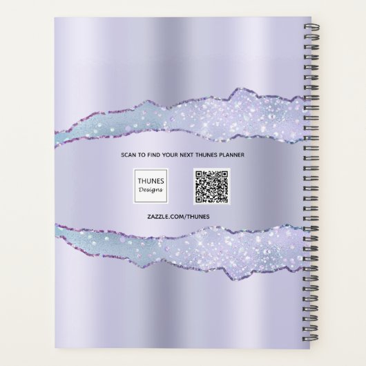 Violet lavender metal agate marble name 2023 planner (Achterkant)