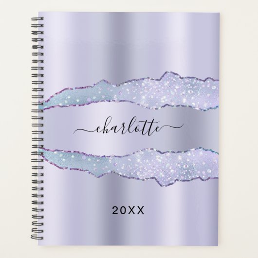 Violet lavender metal agate marble name 2023 planner (Voorkant)