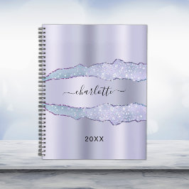 Violet lavender metal agate marble name 2023 planner