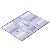 Violet lavender metal agate marmer name notitieboek (Linkerzijde)