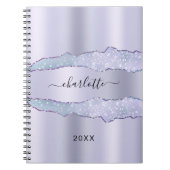 Violet lavender metal agate marmer name notitieboek (Voorkant)