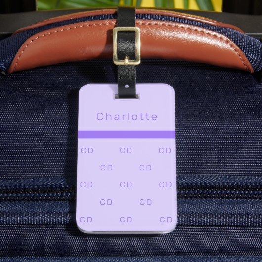 Violet lavender monogram initiaal naam elegant bagagelabel (Voorkant Insitu 2)