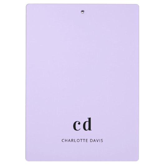 Violet lavender monogram initiaal naam klembord (Achterkant)