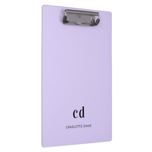 Violet lavender monogram initiaal naam klembord (Rechts)