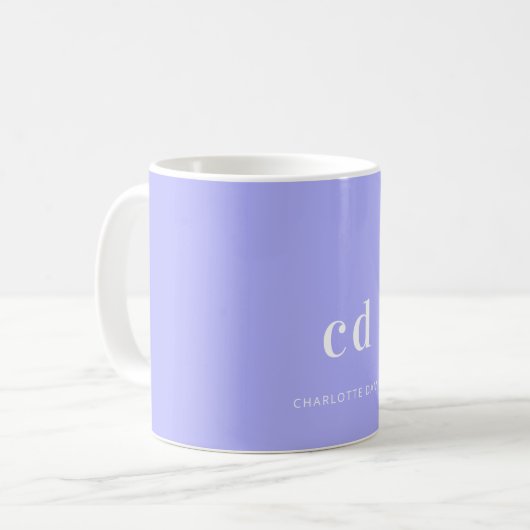Violet lavender monogram initiaal naam koffiemok (Voorkant links)