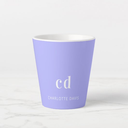 Violet lavender monogram initiaal naam latte mok (Voorkant)