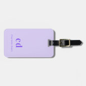Violet lavender monogram initiaal naam modern bagagelabel (Voorkant horizontaal)