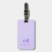 Violet lavender monogram initiaal naam modern bagagelabel (Voorkant verticaal)